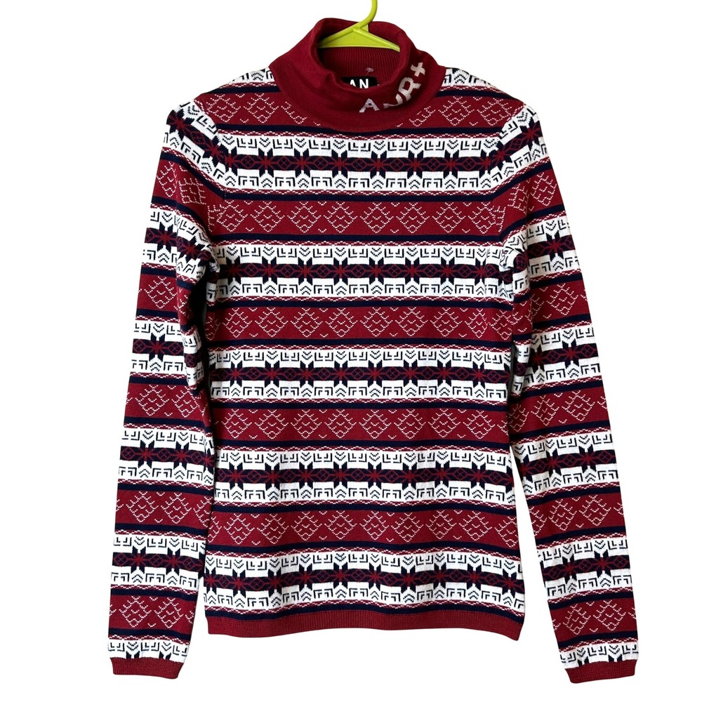 Alp n Rock ANR+ Fair Isle Womens Red Nordic Organic Cotton Turtleneck Sweater S